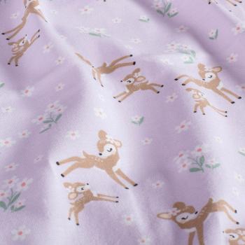 Baumwolljersey kleine Rehe auf Lavendel